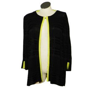 Ming Wang $345 Black Woven Knit Citron Trim Jacket Sx 1X 52398 Heritage Fit NWT!